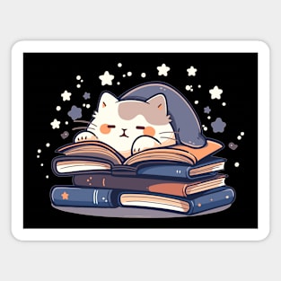 Kawaii Anime Cottagecore Pajama Cat Men Kids Women Bookish Magnet